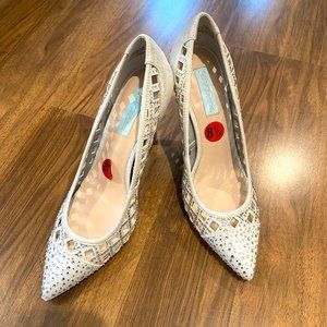Betsey Johnson Silver Glitter Heels